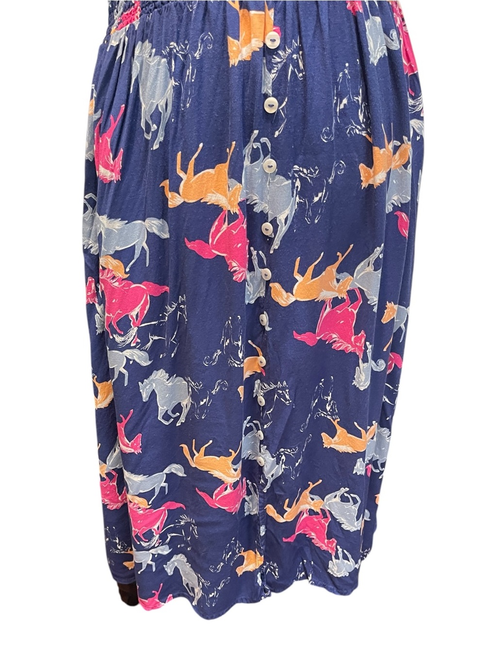 Modcloth Neon Stampede Navy Blue Novelty Horse Print Button Down Shirt Dress XL - Picture 10 of 12